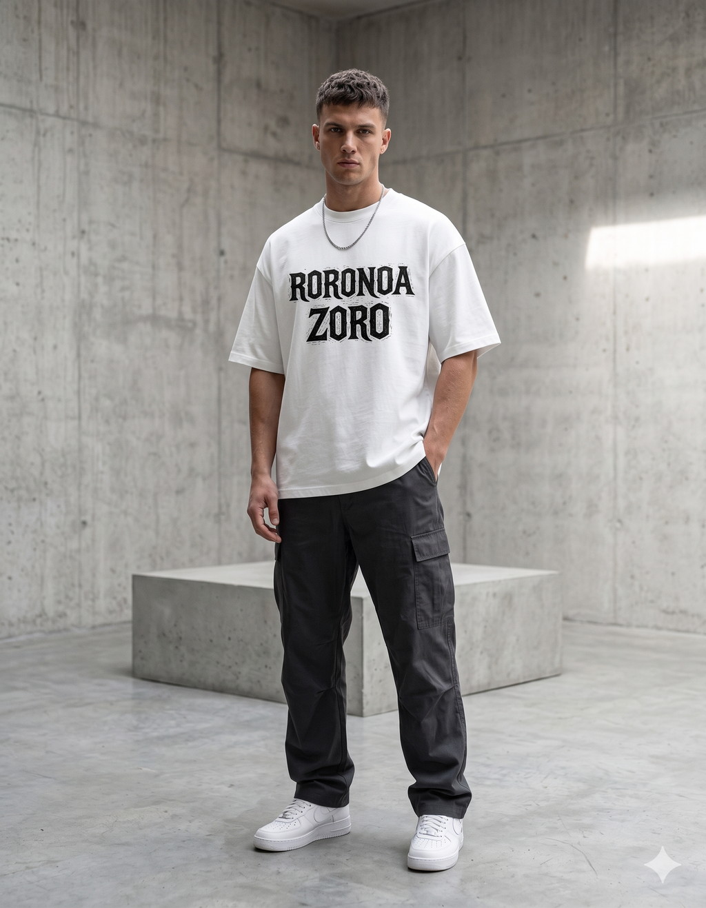 AURAA 11 Oversized Tee. Three Blades (White)