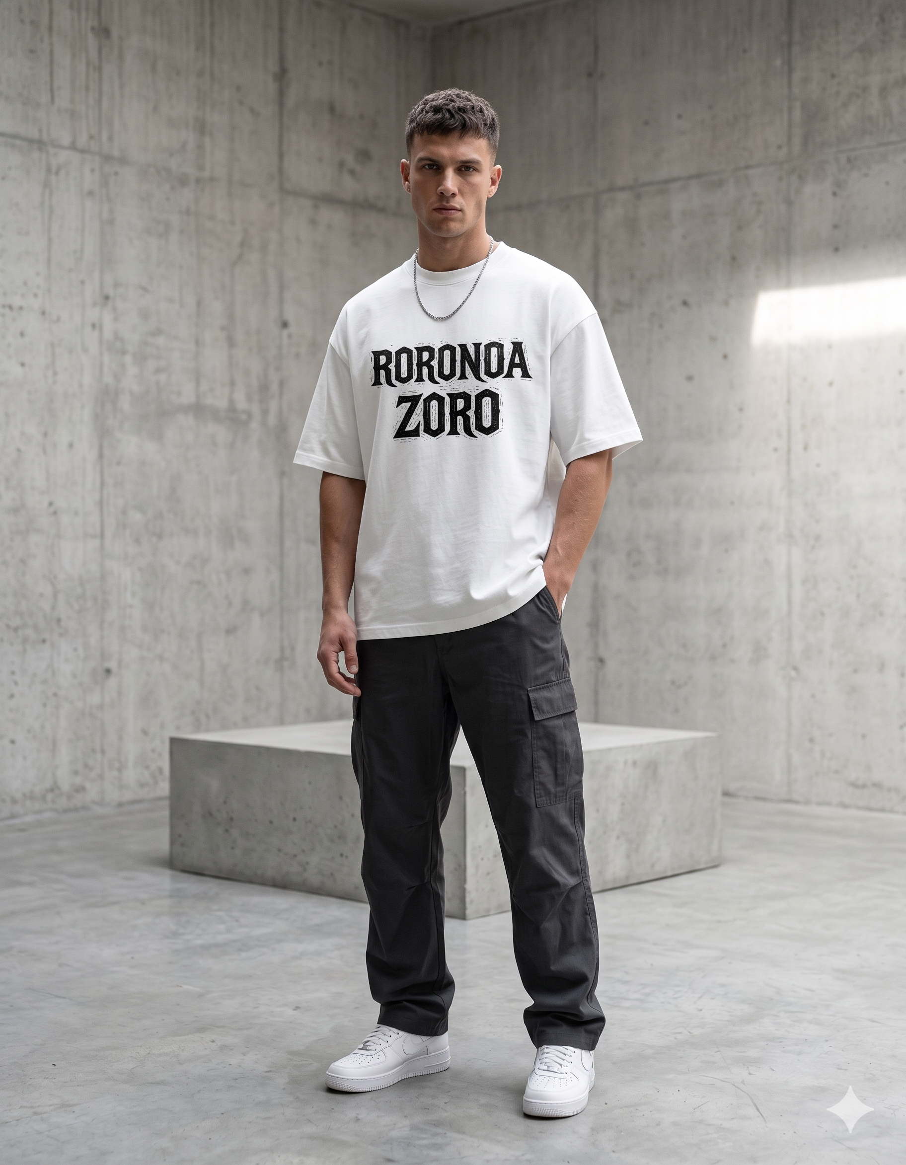 AURAA 11 Oversized Tee. Three Blades (White)